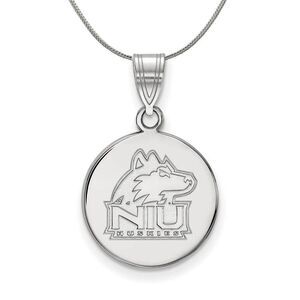 Sterling Silver Northern Illinois U Medium Disc Necklace - 24 In